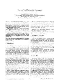 Survey of Mesh Networking Messengers