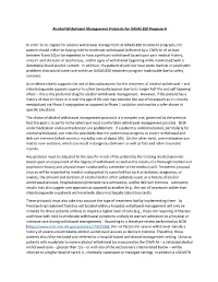 Alcohol Withdrawal Management Protocols for OASAS 820 Program A