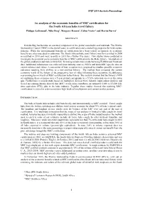 An Analysis of the Economic Benefits of MSC Certification for the South