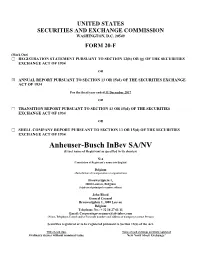 Anheuser-Busch Inbev SA/NV (Exact Name of Registrant As Specified in Its Charter)
