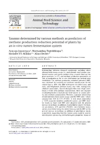 Animal Feed Science and Technology Tannins Determined By