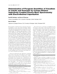 Determination of Picogram Quantities of Vanadium in Calcite And