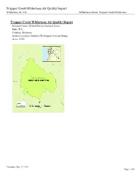 Trapper Creek Wilderness Air Quality Report, 2012