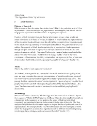 Alaina Long “The Oppositional Gaze” by Bell Hooks I. Article Summary