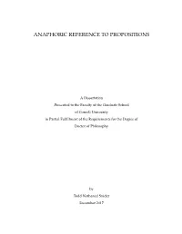Anaphoric Reference to Propositions