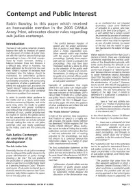 Contempt and Public Interest