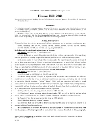 House Bill 2261 Sponsored by Representative MARSH, Senator TAYLOR (At the Request of Attorney General Ellen F