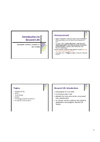 Introduction to Second Life