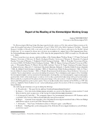 Report of the Meeting of the Kimmeridgian Working Group