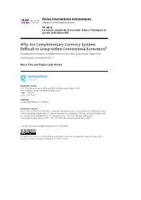 Revue Interventions Économiques, 59 | 2018 Why Are Complementary Currency Systems Difficult to Grasp Within Conventional
