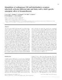 Stimulation of Endogenous GH and Interleukin-6 Receptors Selectively Activates Different Jaks and Stats, with a Stat5 Speciﬁc Synergistic Effect of Dexamethasone