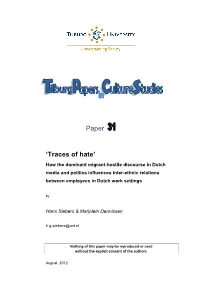 'Traces of Hate.' How the Dominant Migrant-Hostile Discourse in Dutch Media and Politics Influences Inter