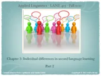 Chapter 3: Individual Differences in Second Language Learning
