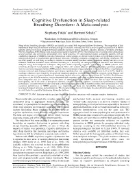 Cognitive Dysfunction in Sleep-Related Breathing Disorders: a Meta-Analysis