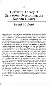Deleuze's Theory of Sensation: Overcoming the Kantian Duality