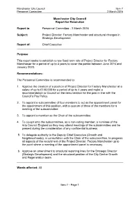 Report About the Project Director: Factory Manchester and Structural