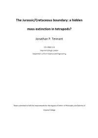 The Jurassic/Cretaceous Boundary: a Hidden Mass Extinction in Tetrapods?