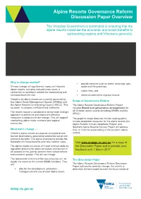 Alpine Resorts Governance Reform Discussion Paper Overview