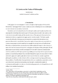 C.I. Lewis on the Tasks of Philosophy