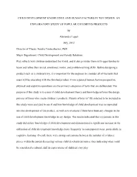Child Development Knowledge and Human Factors in Toy Design: An
