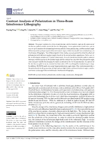 Contrast Analysis of Polarization in Three-Beam Interference Lithography