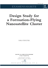 Design Study for a Formation-Flying Nanosatellite Cluster