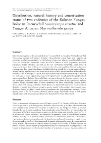 Distribution, Natural History and Conservation Status of Two