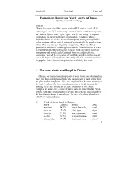 Homophone Density and Word Length in Chinese 1. the Issue