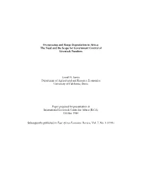 Overgrazing and Range Degradation in Africa: the Need and the Scope for Government Control of Livestock Numbers