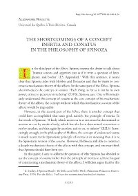 The Shortcomings of a Concept Inertia and Conatus in the Philosophy of Spinoza