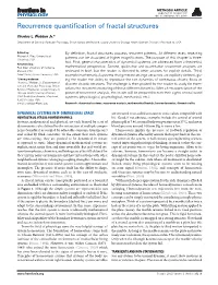 Recurrence Quantification of Fractal Structures