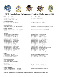 2018 Nevada Law Enforcement Coalition Endorsement List