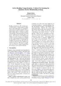 Active Reading Comprehension: a Dataset for Learning the Question-Answer Relationship Strategy