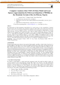 Computer Analysis of the COST 231 Hata Model and Least Squares Approximation for Path Loss Estimation at 900Mhz on the Mountain Terrains of the Jos-Plateau, Nigeria