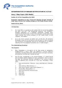 Determination of Merger Notification M/14/018
