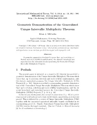 Geometric Demonstration of the Generalized Unique Intervallic Multiplicity Theorem 1 Prelude