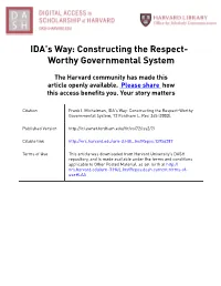 IDA's Way: Constructing the Respect- Worthy Governmental System