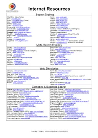 Internet Resources