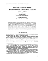 Inventing Graphing: Meta- Representational Expertise In