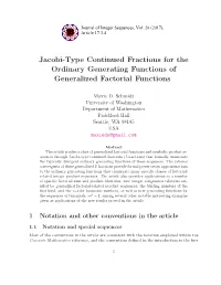 Jacobi-Type Continued Fractions for the Ordinary Generating Functions of Generalized Factorial Functions
