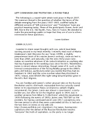 Left Communism and Trotskyism: a Round Table