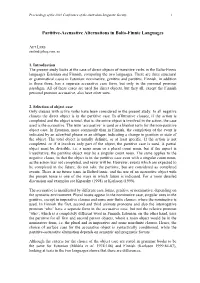 Partitive-Accusative Alternations in Balto-Finnic Languages