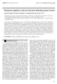 Phylogenetic Significance of the Rpoa Loss in the Chloroplast Genome of Mosses