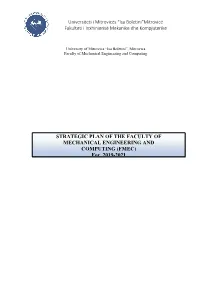 STRATEGIC PLAN of the FACULTY of MECHANICAL ENGINEERING and COMPUTING (FMEC) for 2019-2021