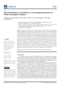 The Child Behavior Checklist As a Screening Instrument for PTSD in Refugee Children