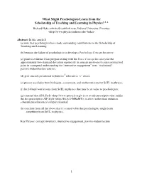 What Might Psychologists Learn from the Scholarship of Teaching and Learning in Physics? 1, 2
