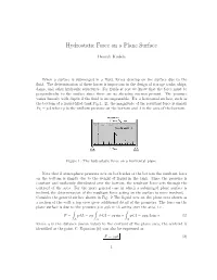 Hydrostatic Force on a Plane Surface