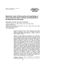 JOURNAL of JOURNAL of BOTANY Systematic Value of Foliar