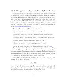 Math 1131 Applications: Exponential Growth/Decay Fall 2019