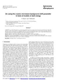 On Using the Cosmic Microwave Background Shift Parameter in Tests of Models of Dark Energy
